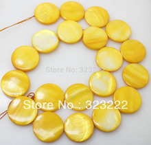 20mm yellow mother of pearl shell coin 16" 2024 - buy cheap