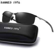 Óculos de sol masculinos com armação de metal, óculos de sol de liga de perna de mola, design de marca polarizado, óculos de dirigir para homens 2024 - compre barato