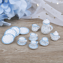 15Pcs 1/12 Dollhouse Miniature Blue Flower Patten Porcelain Coffee Tea Cups Ceramic Tableware Dollhouse Kitchen Accessories Hot 2024 - buy cheap