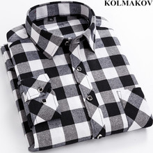 KOLMAKOV Roupas masculinas 2019 Novos Homens Xadrez Clássico Camisas Camisa Camisas Sociais de Manga Comprida Vestido de Outono Homme Camisas Homens 4XL 2024 - compre barato