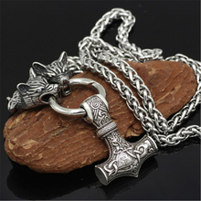 Viking Thor's Hammer Necklace Viking Thor's Hammer Odin by Helena Cross with wolf Head Necklace Jewelry Talisman ethnic jewelry 2024 - buy cheap