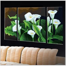 Calla flor 60x120cm imagens de parede para sala de estar decoração de casa vintage pintura por números tríptico pintura de tela h488 2024 - compre barato