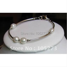 Pearl Jewelry White Genuine Freshwater Pearl Bracelet Tible Silvers Oval Classic Cultured Gift AA 4-8MM 7.5inch Free Shipping 2024 - buy cheap