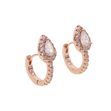 1Pair Fashion AAA Stone WaterDrop Earrings For Women Beautiful rose Gold Color 12mm hoop Earring Jewelry pendientes mujer moda 2024 - buy cheap
