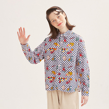 Blusa holgada con estampado a cuadros para mujer, camisa de manga larga con cuello vuelto, Moda de Primavera, 2019 2024 - compra barato