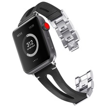 Черный кожаный ремешок для часов Bemorcabo, ремешок для часов Apple Watch 3 2 1, серия 42 мм 38 мм, аксессуары для iwatch 2024 - купить недорого
