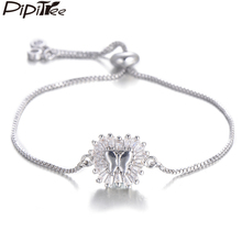 Pipitree Shiny Clear Cubic Zircon Butterfly Bracelets for Women Copper Chain CZ Crystal Bracelet & Bangle Jewelry Pulseras Mujer 2024 - buy cheap