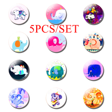 5PCS/SET Lovely Cartoon Elephant Animal 25mm Round Glass Cabochon Jewelry Accessories Making Boy Girl Child Gift 2024 - buy cheap