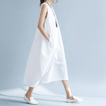 Casual White Long Summer Dress Women Korean Loose Cotton Linen Boho Beach Maxi Dress Vintage Elegant Dresses Robe Femme Ete 2018 2024 - buy cheap