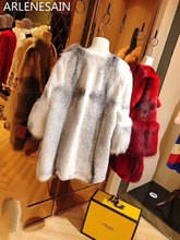 Arlenesain custom 2019 new fashion mink fur women coat with fox fur 2024 - buy cheap