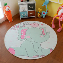 Alfombra redonda de elefante y dinosaurio de dibujos animados para niños, tapete suave de juego para dormitorio, sala de estar, suelo para gatear, decoración del hogar, color blanco y rosa 2024 - compra barato