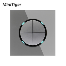 Minitiger New Arrival Crystal Glass Panel 4 Gang 1 Way Gray Random Click On / Off Wall Light Switch With LED Indicator 2024 - buy cheap