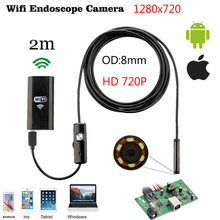 Cabo endoscópio impermeável, câmera novidade, hd, wi-fi, 8mm, 720p, 1/2/5m, android ios, mini câmera, inspeção de carro, endoscópio 2024 - compre barato