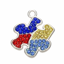 Exquisite Depression Autistic Psychosis Metal Jigsaw Pendant Colorful Rhinestone Charm Medical Jewelry 2024 - buy cheap