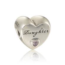 Original 925 Sterling Silver Alphabet Letters Daughter Love Heart Charms Beads Fits Pandora bracelets Making Hearts Bead DIY 2024 - buy cheap