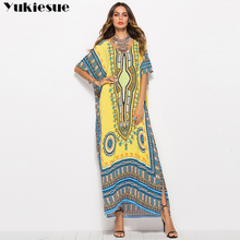 Summer loose maxi Printed Vintage Dress for women Half Sleeve Vestidos Mujer Ladies Elegant Bohemia Chiffon women's Dresses 2024 - buy cheap