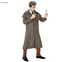 M-XL Men Overcoat Halloween Private Detective Costumes Inspector Cosplay Carnival Purim Parade Masquerade Role Play Party Dress 2024 - buy cheap