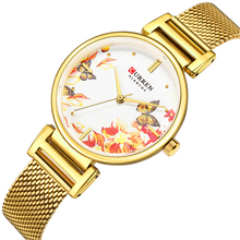 Curren-relógio de pulso dourado de aço inoxidável, feminino, de quartzo, bayan kol saati, 9053 2024 - compre barato