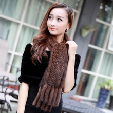 ZDFURS *  autumn and winter mink fur scarf ultra long tassel knitted mink fur muffler neckerchief fur scarf mink fur 2024 - buy cheap