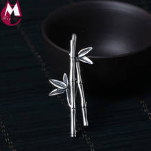 100% 925 Sterling Silver Brooch Pendant Vintage Bamboo Leaves Handmade Plant Chinese Style Pins Original Design Jewelry YX02 2024 - buy cheap