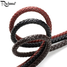 RUIMO-cordón de cuero genuino trenzado para fabricación de pulseras, cordón de cuero genuino redondo de 8mm 2024 - compra barato