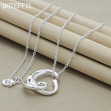 Цепочка DOTEFFIL из стерлингового серебра 925 пробы, 18 дюймов, ожерелье с подвеской в виде двойного сердца для женщин, свадебное обручальное модн... 2024 - купить недорого
