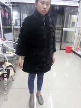 Linhaoshengyue-abrigo de piel de visón natural Real de 90CM de largo, abrigo largo de piel de visón, manga de 50cm 2024 - compra barato