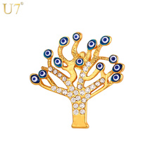 U7 New Tree of Life Brooches Lucky Jewelry Women Gift Trendy Wholesale Gold Color Men Brooch Pin Eye Jewelry B103 2024 - buy cheap