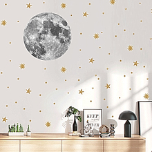 Moon Earth Cartoon DIY Wall Stickers For Kids Room Bedroom PVC Golden Stars Decorative Wall Stickers Home Living Room Decor 2024 - buy cheap