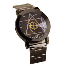De los hombres de moda Simple de acero inoxidable hombres analógico de cuarzo reloj de pulsera geométrica Marcar cadena de Metal Relogio reloj de los hombres 2024 - compra barato