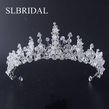 SLBRIDAL Handmade Wired Rhinestones Crystals Bridal Wedding Tiara Headband Palace Royal Queen Princess Crown Hair Accessories 2024 - buy cheap