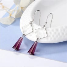 TJP Latest Crystal Purple Female Drop Earrings Jewelry Girl Fashion 925 Sterling Silver Earrings Lady Accessories Women Gift 2024 - buy cheap