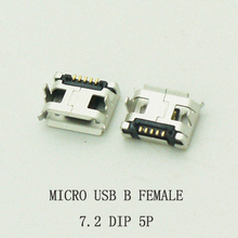 10pcs/lot 5Pin 7.2mm Micro USB 5pin DIP Female connector for mobile phone Mini USB jack PCB welding socket 2024 - buy cheap