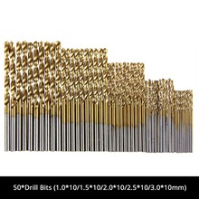 50Pcs Titanium Coated Drill Bits HSS High Speed Steel Cobalt Drill Bits Set Shank Tool High Quality Power Tools Hole Cutter Tool 2024 - buy cheap