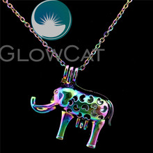 C76-Cuentas de luna de elefante de colores del Arcoíris, jaula difusora de aceites esenciales, jaula de perlas de piedra, medallón, collar, regalo para mujer y Niña 2024 - compra barato