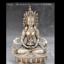 tibet buddhism Joss Silver Tara Goddess Longevity Buddha Amitayus kwanyin statue 2024 - buy cheap