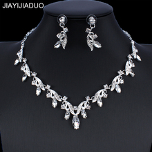 Jiayijiaduo-Conjunto de joyería de Color dorado y plateado para mujer, accesorios de joyería para vestido de boda, collar de cristal, pendientes, envío directo 2024 - compra barato