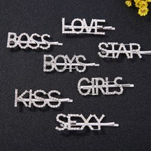 T167 1PC Bling Letter Word Hairpins Headwear for Women Girls Hair Clips Pins Barrette Rhinestone Crystal Tools Hair Accessories 2024 - buy cheap