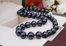 wedding Women Jewelry Necklace 9-10mm Bright black colors Pearl Choker Necklace AA Natural Freshwater Pearl 2024 - buy cheap