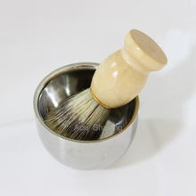 Stainless Steel Wet Shaving Bowl Cup Mug & Wood Handle Boar Bristle Hair Barber Beard Brush 2024 - buy cheap