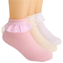 Calcetines tobilleros con volantes y Encaje Vintage para niña, medias de encaje para bebé y niñas, de princesa, con flores, color rosa y blanco 2024 - compra barato