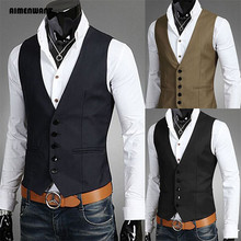 AIMENWANT Brand 2018 Vest Gilet Colete Chaleco Hombre Sin Mangas Sleeveless Male Waistcoats Gentleman Single Breasted Suit Vests 2024 - buy cheap