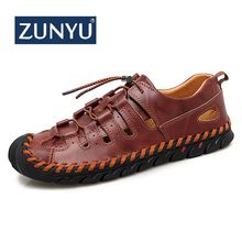 ZUNYU-sandalias romanas de cuero genuino para hombre, zapatos informales de negocios, para la playa y el aire libre, talla 39-48 2024 - compra barato