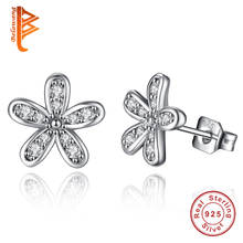 Real 925 Sterling Silver Earring for Women Darling Daisies Flower Stud Earrings Crystal Zircon Earrings Fashion Jewelry 2024 - buy cheap