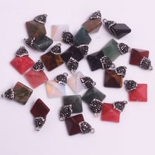 12pcs/lot Roses Quartz Natural Stone Rhinestone Pyramids Treat Pendulum Charms Hexagram Healing Pendants for Jewelry Making Free 2024 - buy cheap