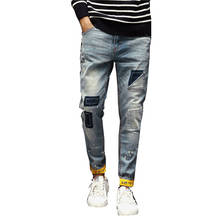 new brand men designer casual straight leg denim jeans male regular fit cotton busines 2024 - buy cheap