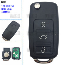 WALKLEE 3BT Remote Key 434MHz Fit for SEAT Altea/Leon/Toledo 1K0959753 HLO 1K0 959 753 1KO 434MHz ID48 Chip 2024 - buy cheap