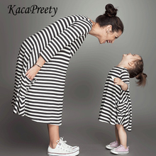 Mother kids Mom and daughter dress striped mother daughter dresses long sleeve Girl big sister family look matching clothes 2024 - buy cheap