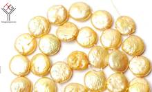 1 прядь, настоящий жемчуг, 10-11 мм, светло-золотой цвет, жемчужный круглый ломтик, натуральный пресноводный жемчуг, свободные бусины, 35 см/15 дюймов 2024 - купить недорого