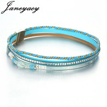 Janeyacy 2018 Bohemia Beads Crystal Charm Leather Bracelets For Woman Hot Magnetic Buckle Multilayer Bracelet Mulheres Pulseira 2024 - buy cheap